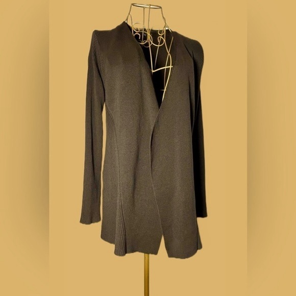 Eileen Fisher Chocolate Brown Silk/Cotton Knit Drapey Oversized Open Cardigan XS - Picture 1 of 16